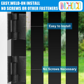 Inchoco weldable hinges ideal for trailers and garages, delivering strong performance under high stress.