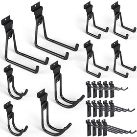 INCLY 24-pack heavy duty slatwall hooks on a panel for sturdy garage organization