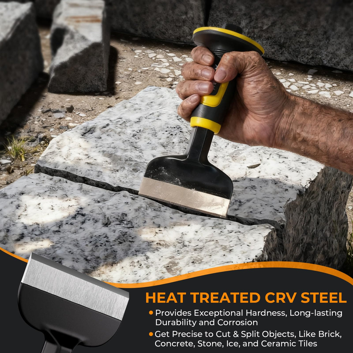 INCLY 32oz rock hammer for controlled chipping on granite and concrete