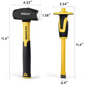 INCLY 3lb sledge hammer with reinforced grip for heavy-duty breaking.