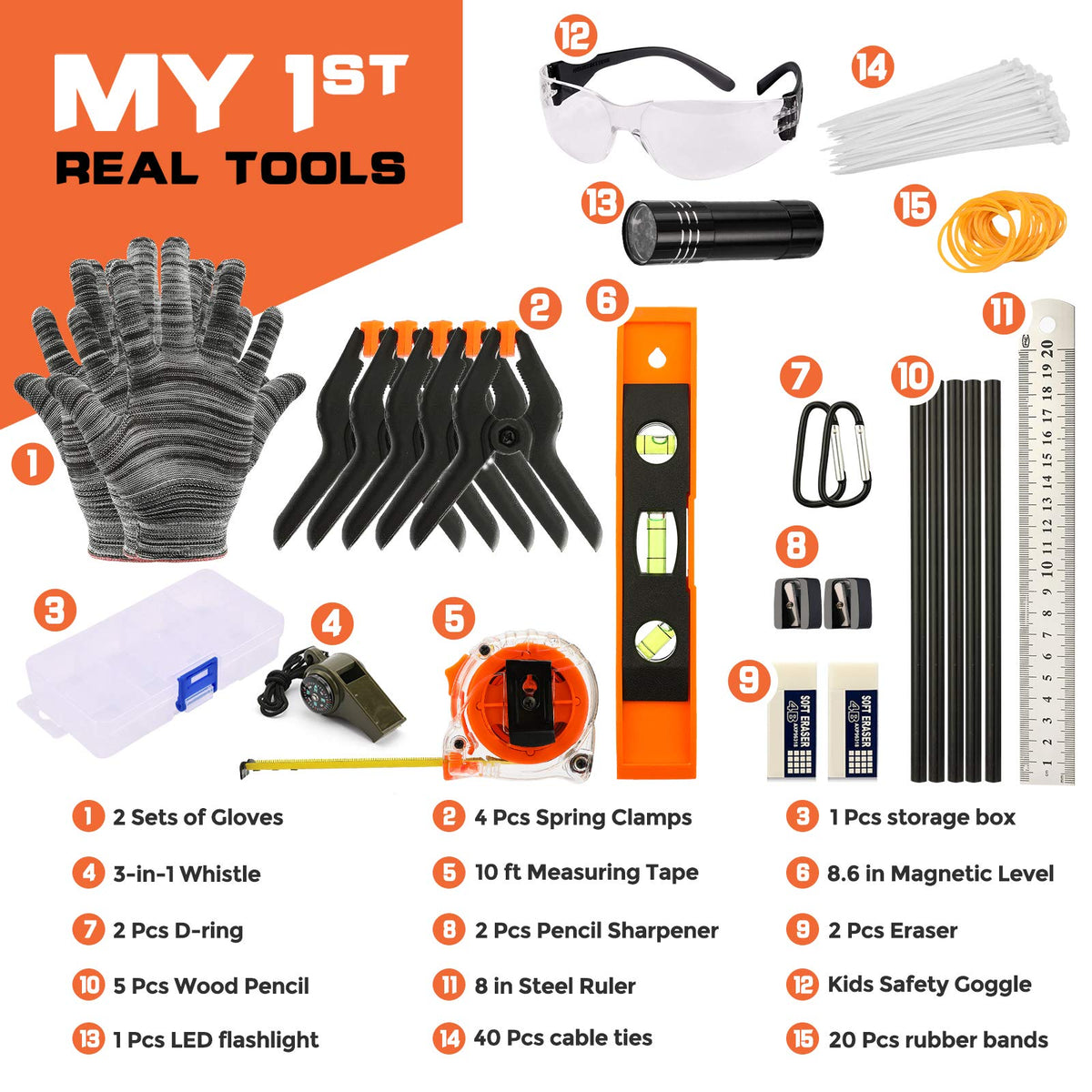INCLY 95 PCS Kids Tool Set Measuring Tape and Ruler for precise sizing