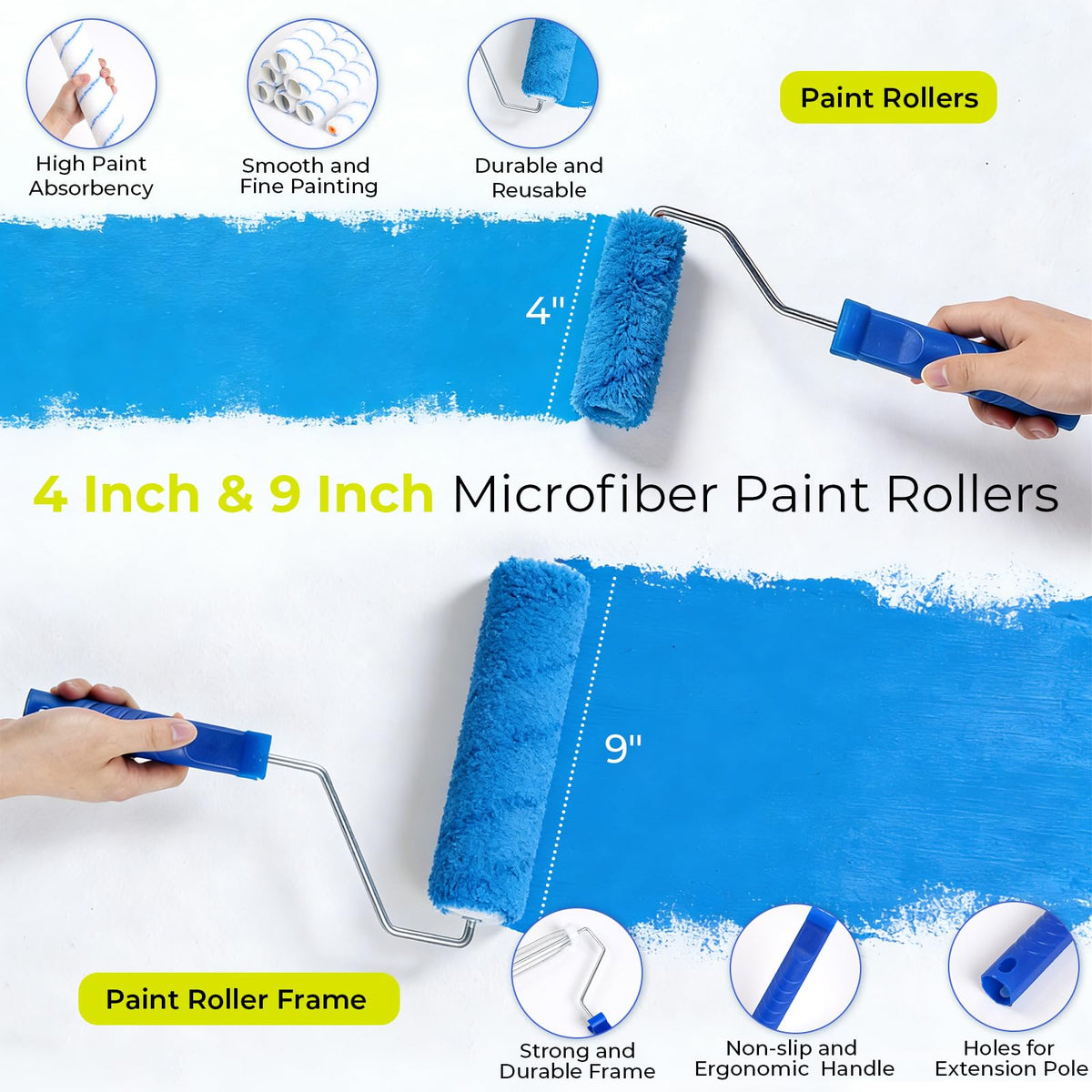 INCLY extension pole 2-4 ft for reaching high walls with less strain.