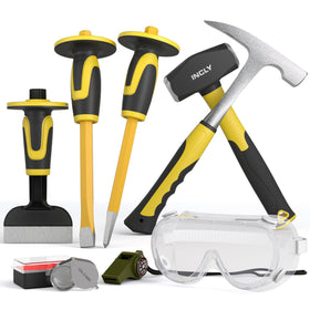 INCLY geology kit laid out for rock hounding and masonry tasks