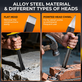 INCLY masonry chisel set with hand guard for added protection