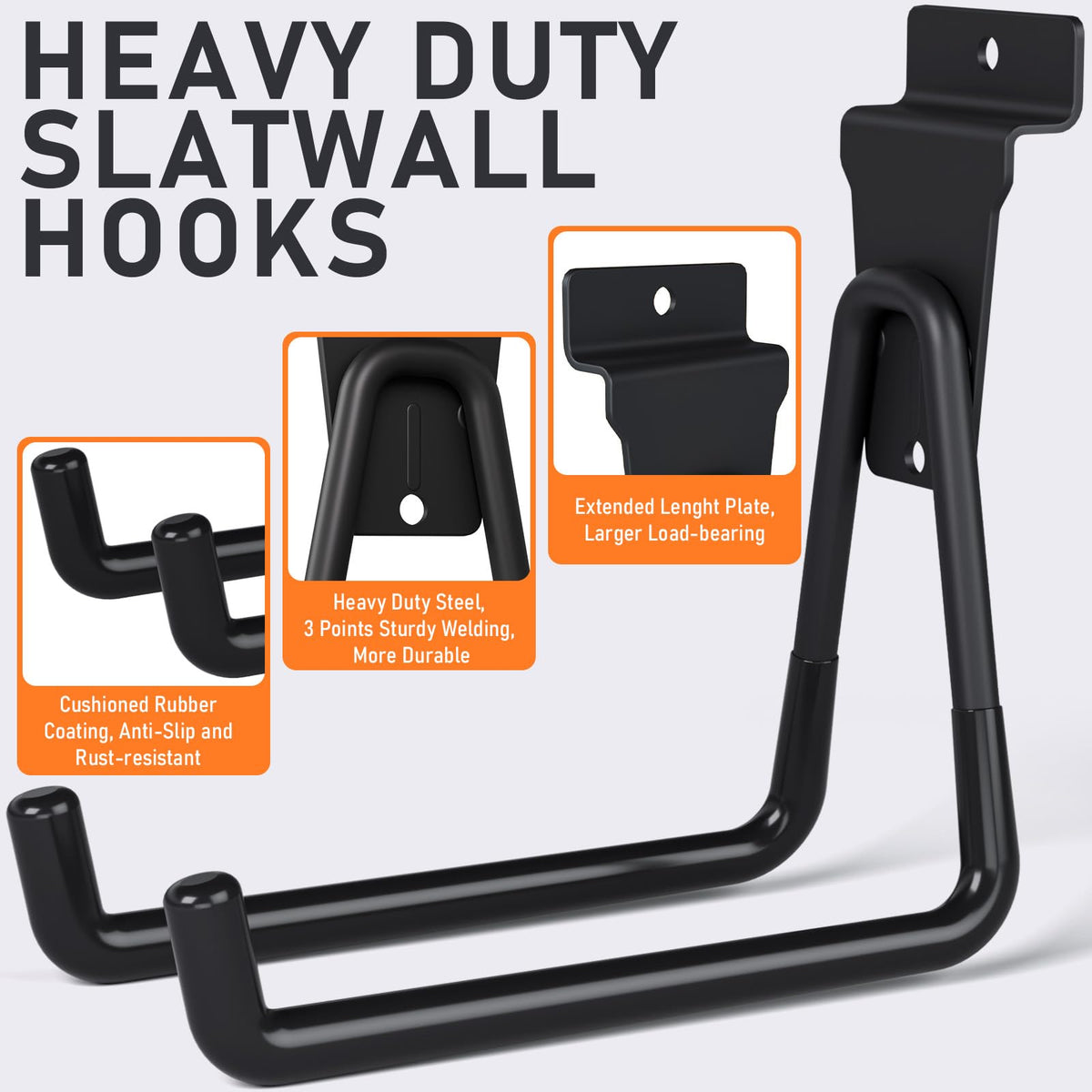INCLY medium U-hook on slatwall demonstrating versatile tool storage