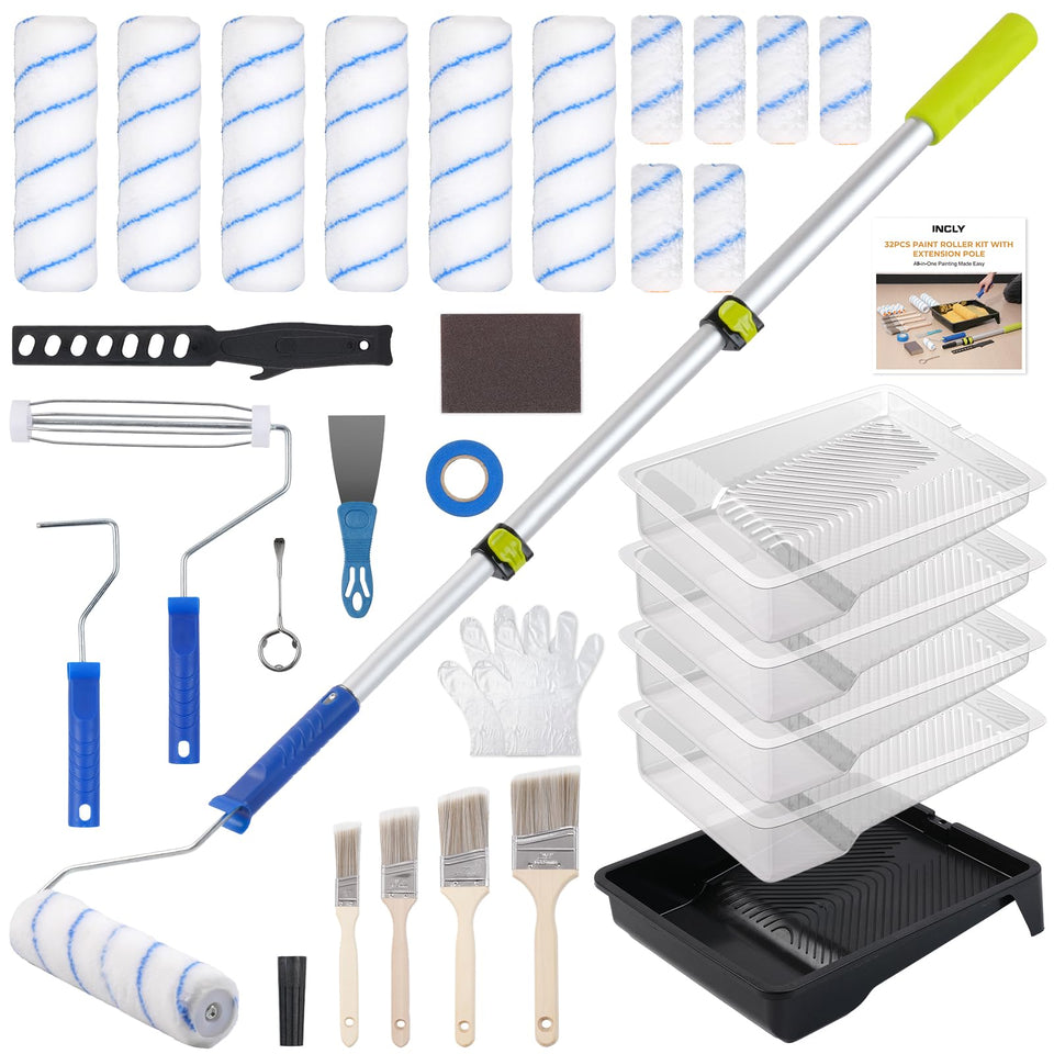 INCLY paint roller kit full contents for ready-to-use painting projects.