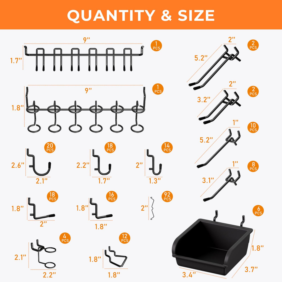 INCLY 1/4 inch pegboard compatibility enables easy insertion and repositioning