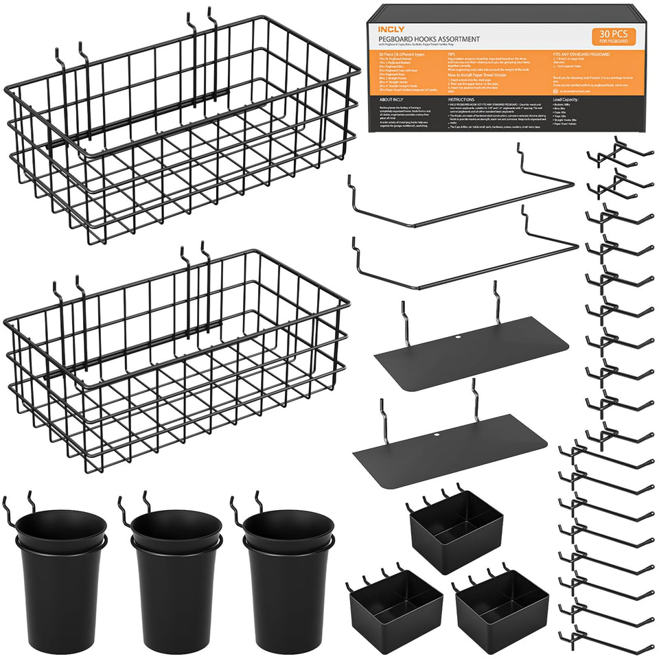 INCLY pegboard bins XL keeping small parts organized in the garage
