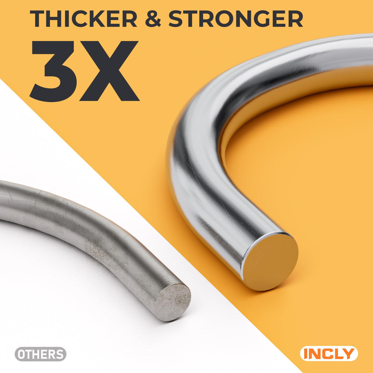 INCLY 3x thick Hardened steel pegboard hooks for durable performance