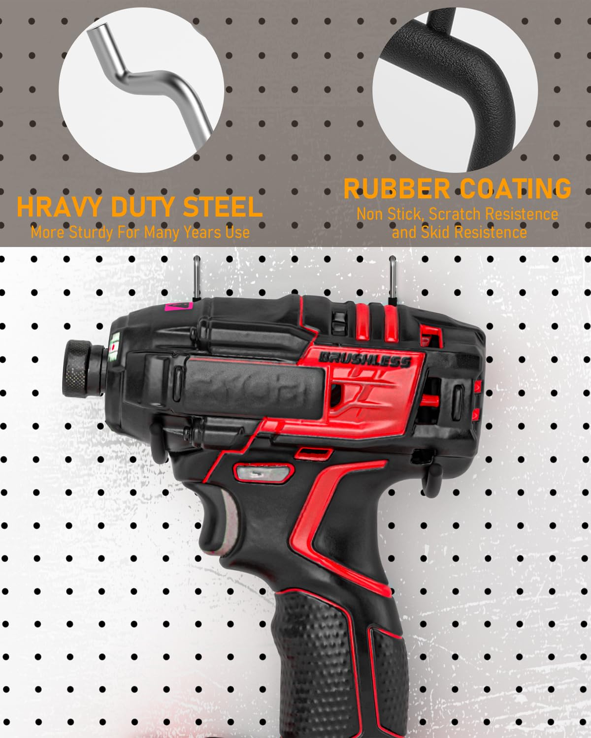 INCLY power tool holders mounted on pegboard with cords