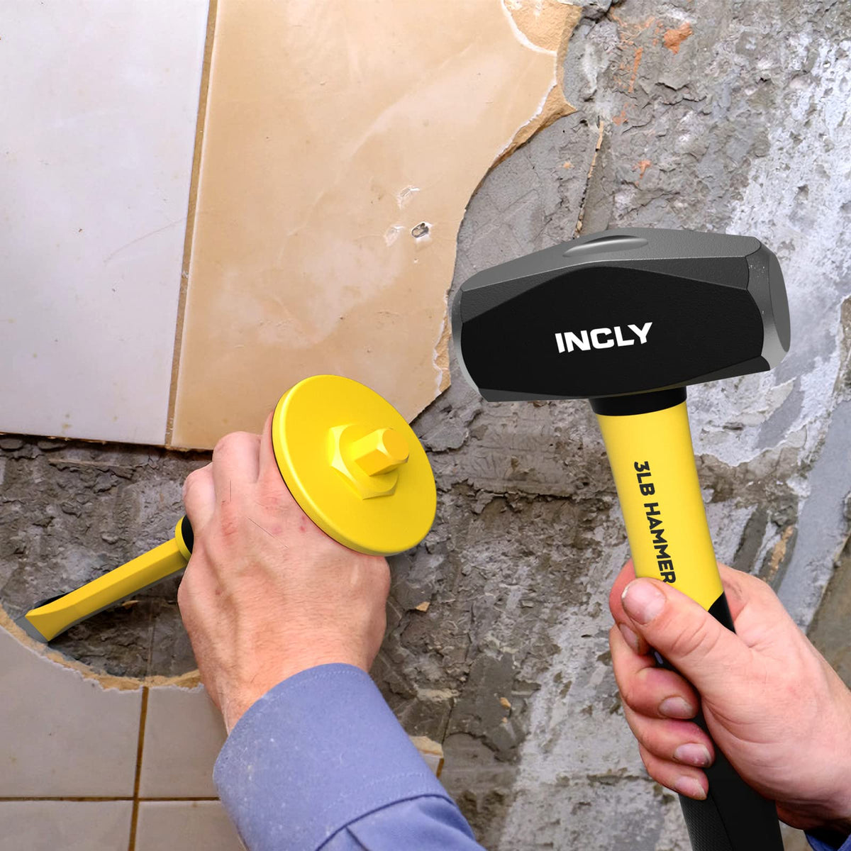 INCLY protective work gloves cushion hands during tough material work.