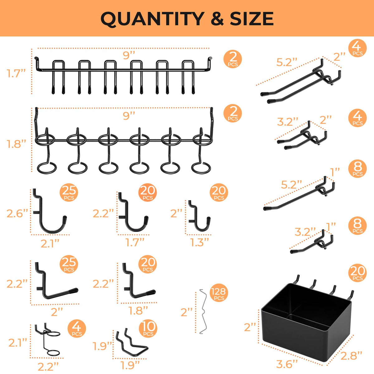 INCLY 1/4-inch hooks fit securely into pegboard holes