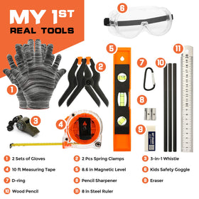 INCLY real tools including hammer and screwdrivers enhance practical learning.