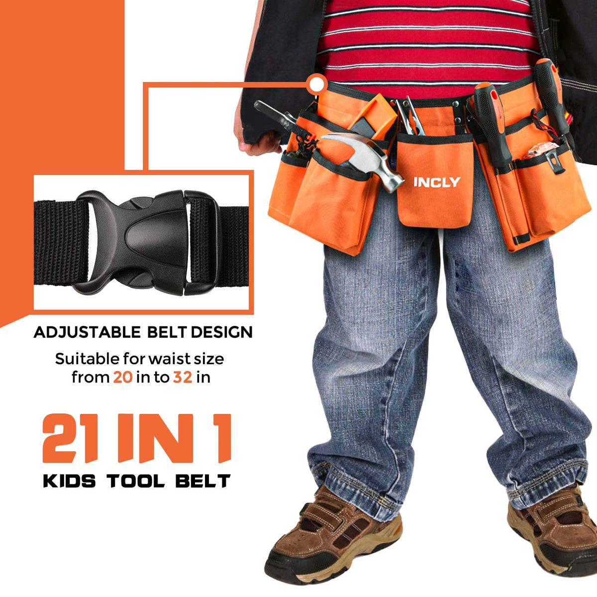 INCLY reinforced tool belt shows durability in heavy-use kid projects.