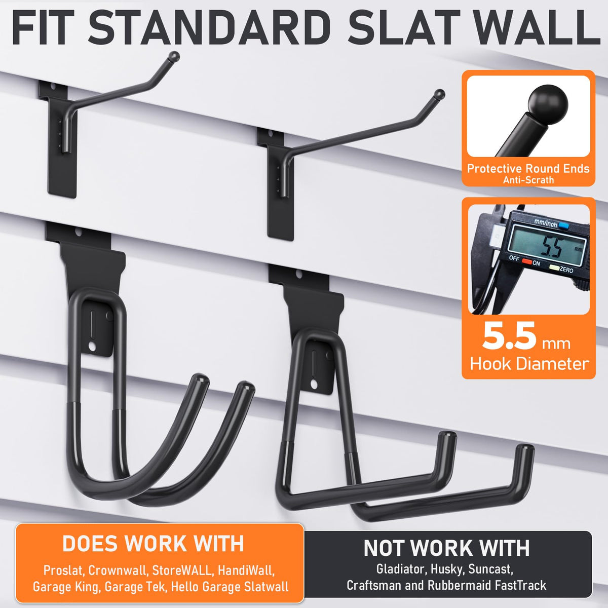 INCLY small J-hook on slatwall panel showing easy installation