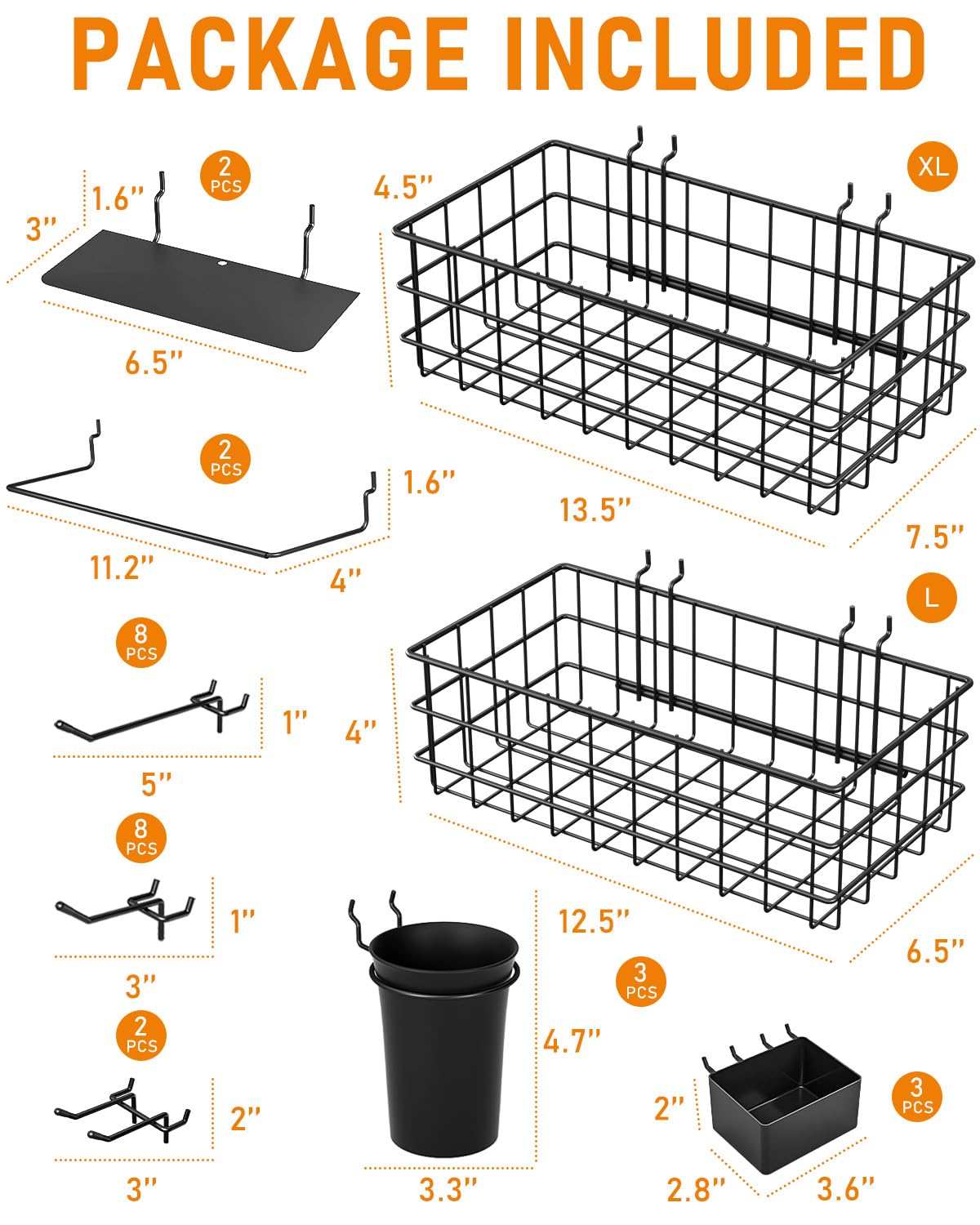 INCLY steel tray on a pegboard for sturdy display and storage
