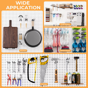 INCLY organized workspace using pegboard hooks for tidy storage