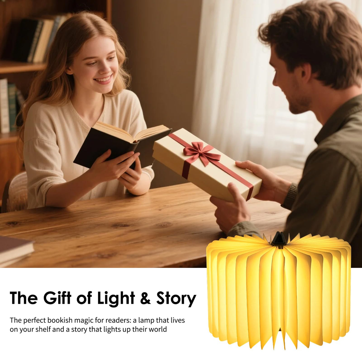 Incolumitas gift-ready book lamp ships in elegant box.