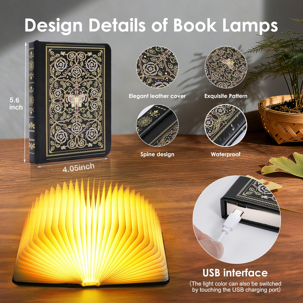 Incolumitas book lamp multicolor LED creates atmosphere for night reading.