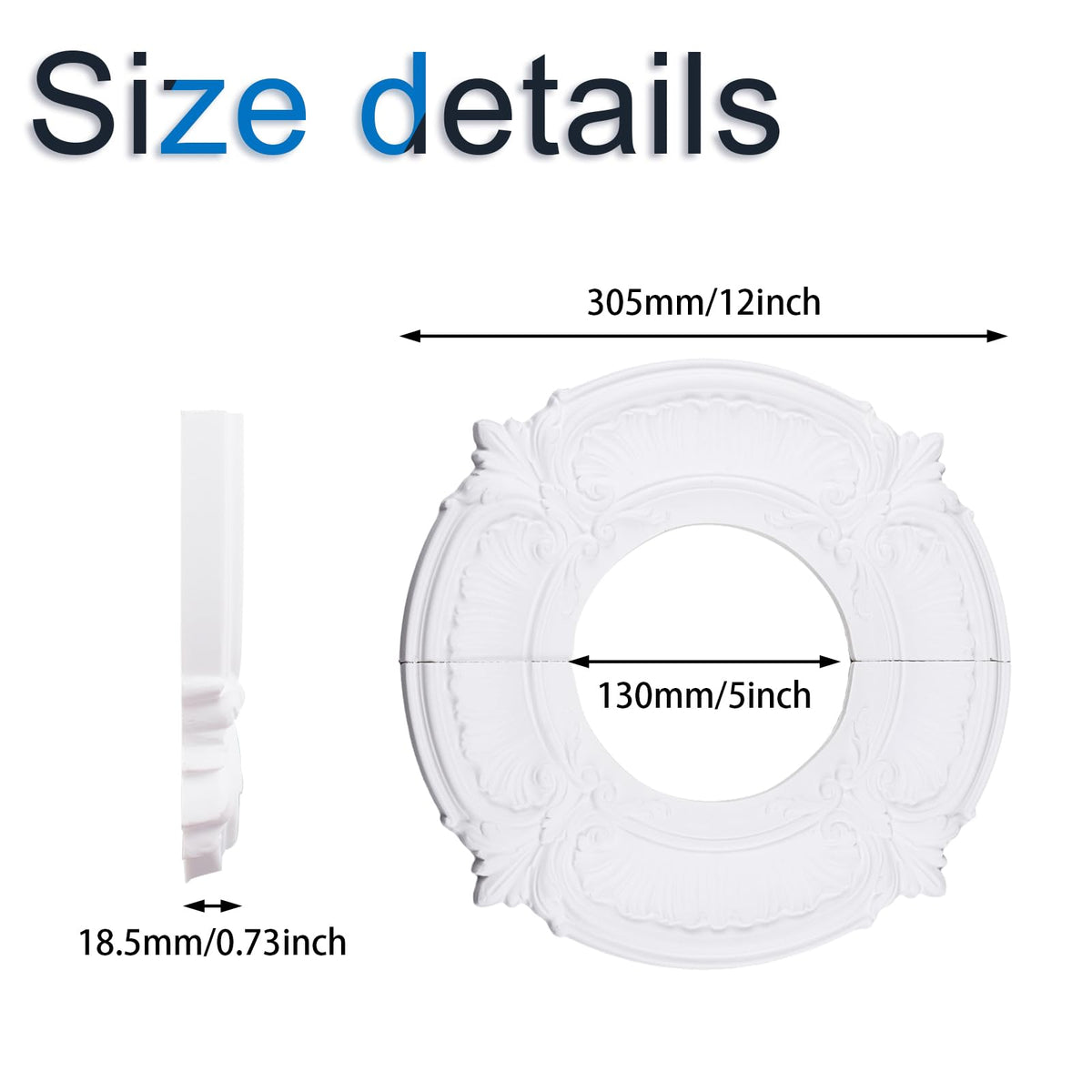 INCREWAY Ceiling Medallion Inner 5in Cutout supports compact fixtures with a clean central reveal.