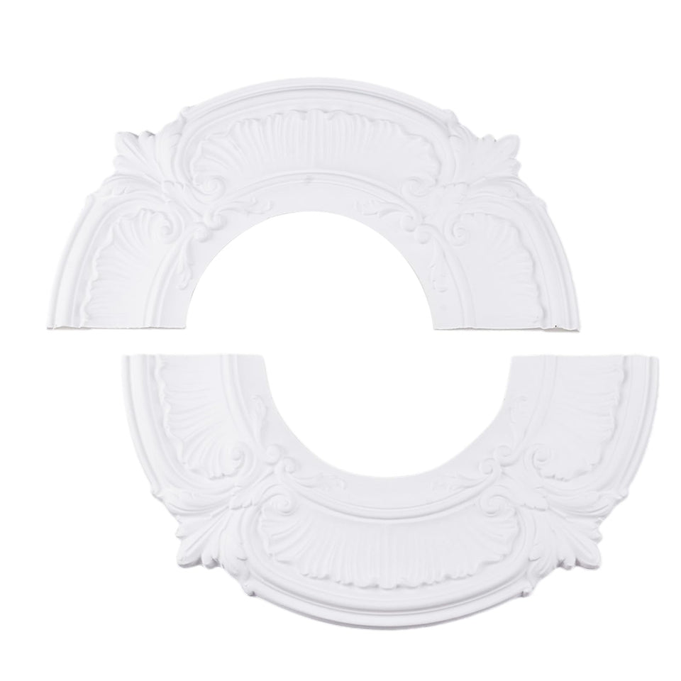 INCREWAY Split-Design 12in ceiling medallion enhances ceiling aesthetics for a refined living room.