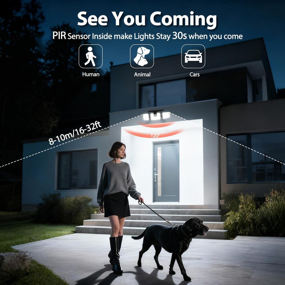 INCX 156 LED solar flood light provides bright yard coverage at night