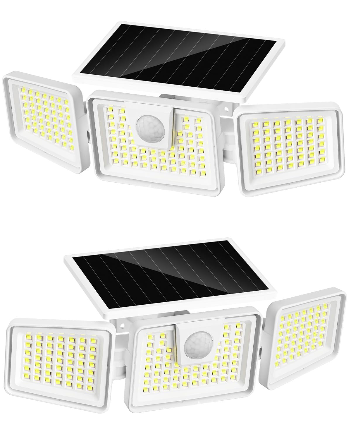 INCX 156 LED solar motion lights outdoors with 3 heads for wide, bright coverage.