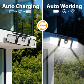 INCX 3000lm solar flood light brightens yard and driveway