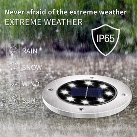 INCX 4.6-inch solar lights IP65 waterproof for rainy outdoor conditions.