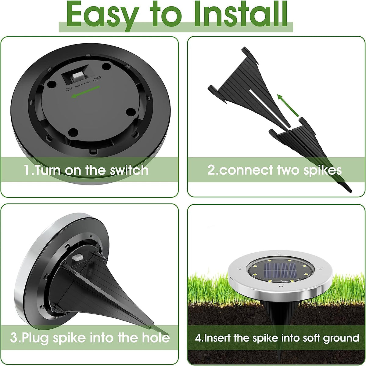 INCX 4.6-inch solar lights with wireless installation for easy setup.