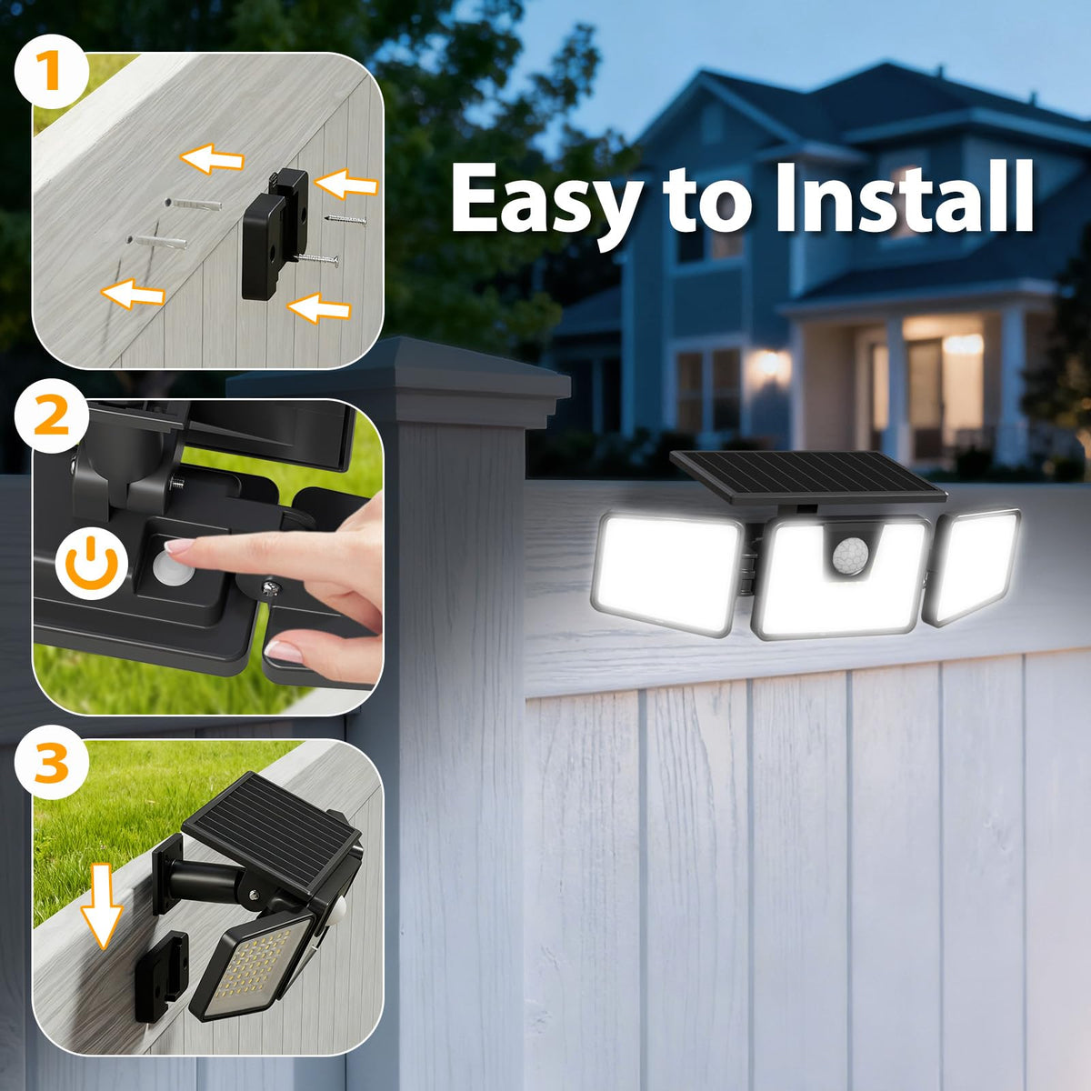 INCX driveway entryway solar motion spotlight improves nighttime safety