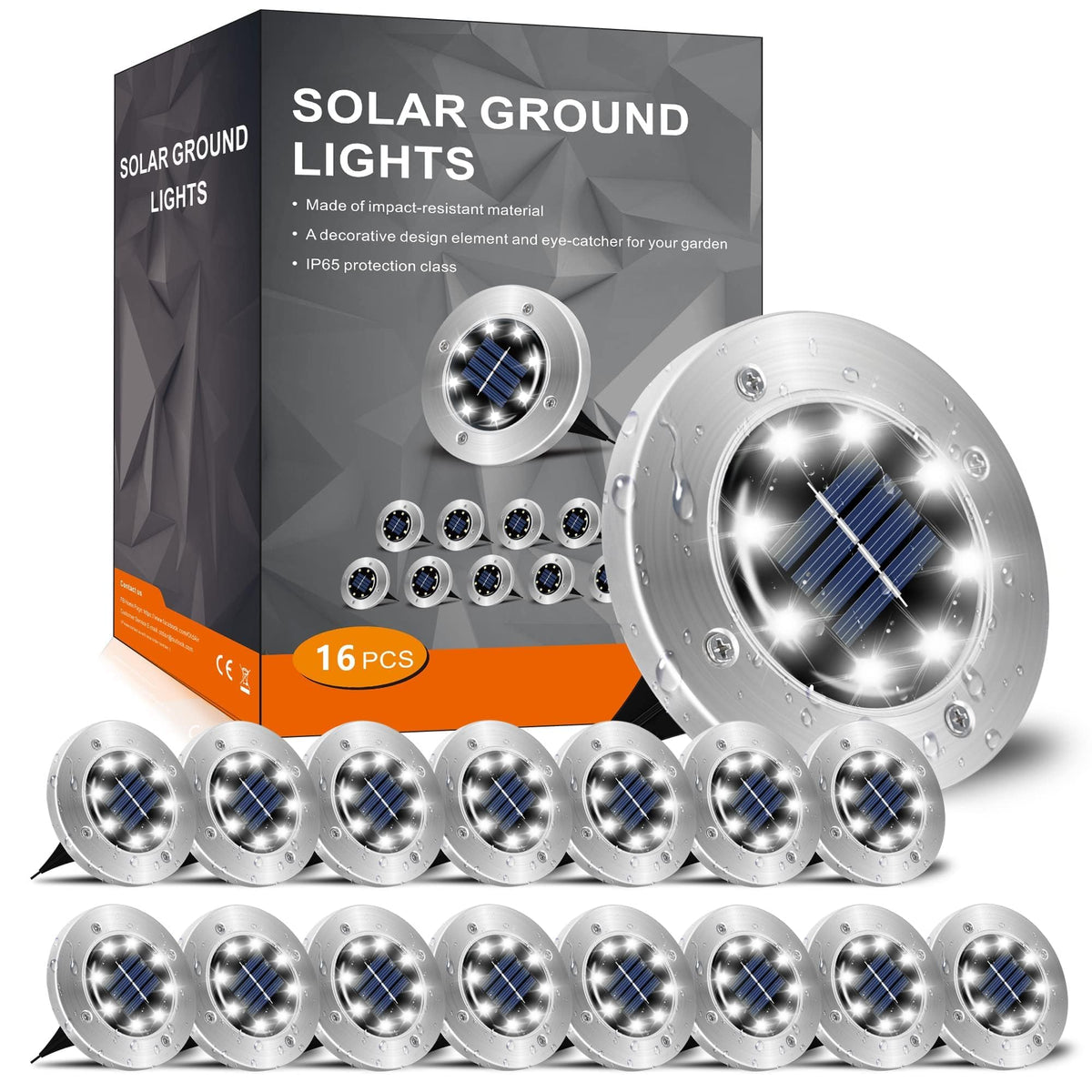 INCX solar ground light with 8 LEDs brightening pathways at night