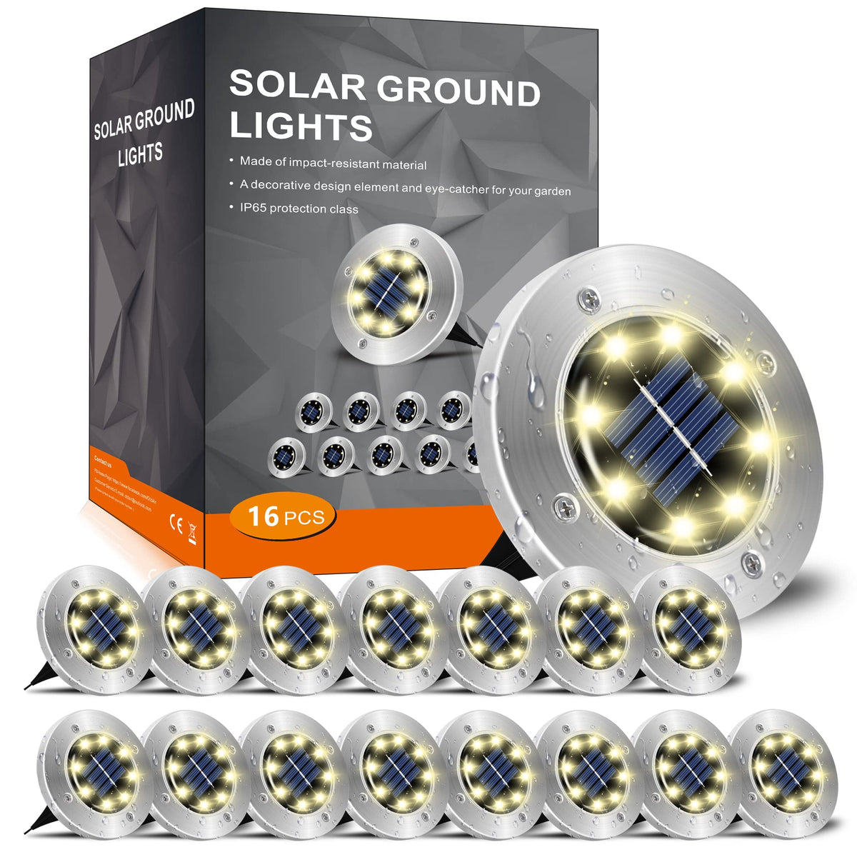 INCX solar ground light with eight LEDs illuminates outdoor paths