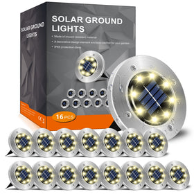INCX solar ground light with eight LEDs illuminates outdoor paths