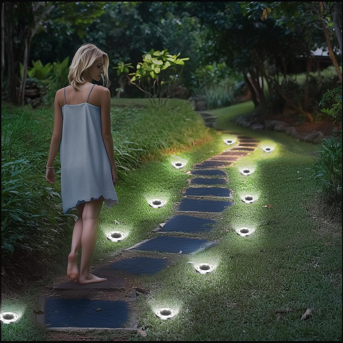 INCX Solar Ground Light lights the driveway entrance for safety