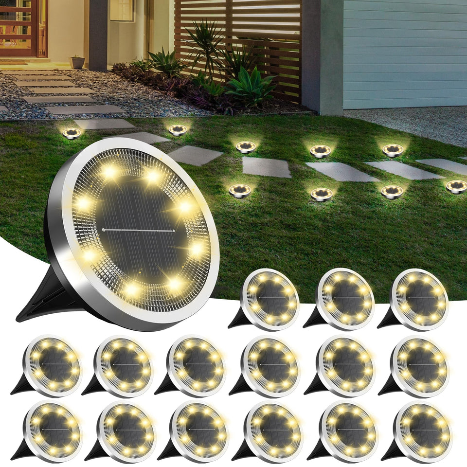 INCX Solar Ground Light pack with 16 LEDs for even garden illumination