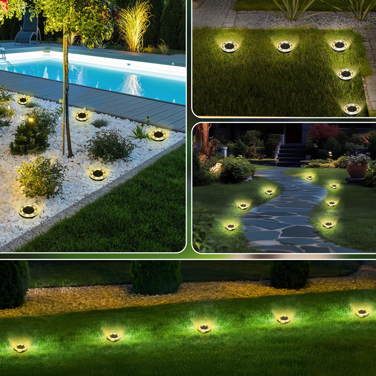 INCX yard perimeter lights illuminating garden borders