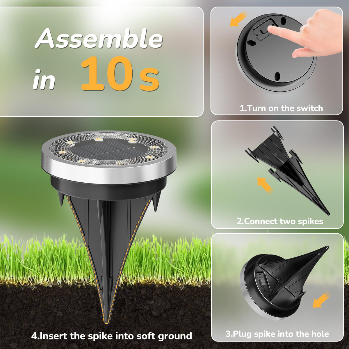 Dusk-to-dawn operation with extended battery life for outdoor lighting.