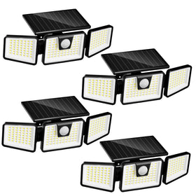 INCX solar motion sensor lights outdoor three heads illuminate pathways at dusk