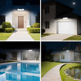INCX white finish outdoor solar lights blending with exteriors.