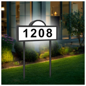 INDARUN solar address sign shown full height boosts street visibility at night