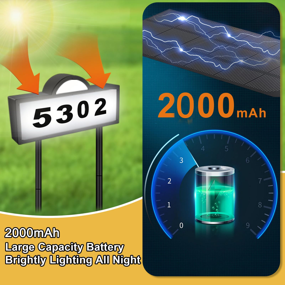 INDARUN solar address sign wall mount option for modern exterior