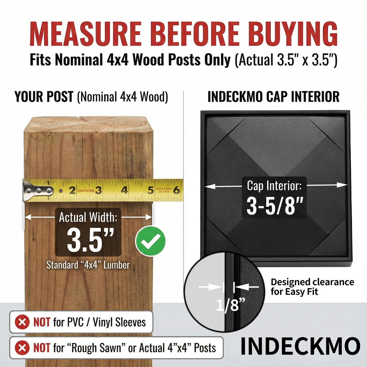 Durable aluminum 4x4 post cap by INDECKMO shields posts