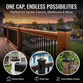 Versatile pyramid design INDECKMO post cap enhances curb appeal and protection