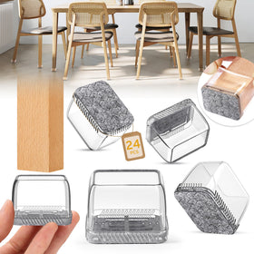 INDEMO 24pcs rectangular chair leg protectors shield hardwood floors