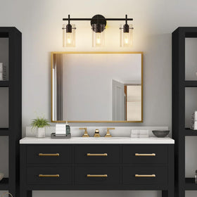 Indoi vanity light in use above mirrors, providing clear grooming lighting.