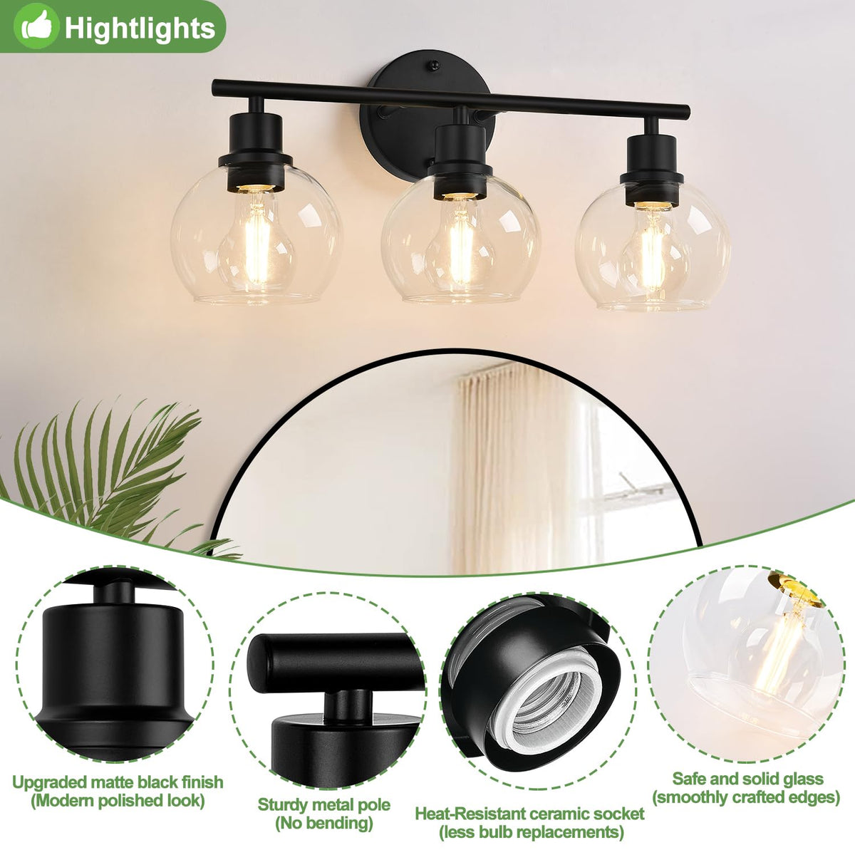 Indoi durable metal construction for long-lasting bathroom lighting in humidity.