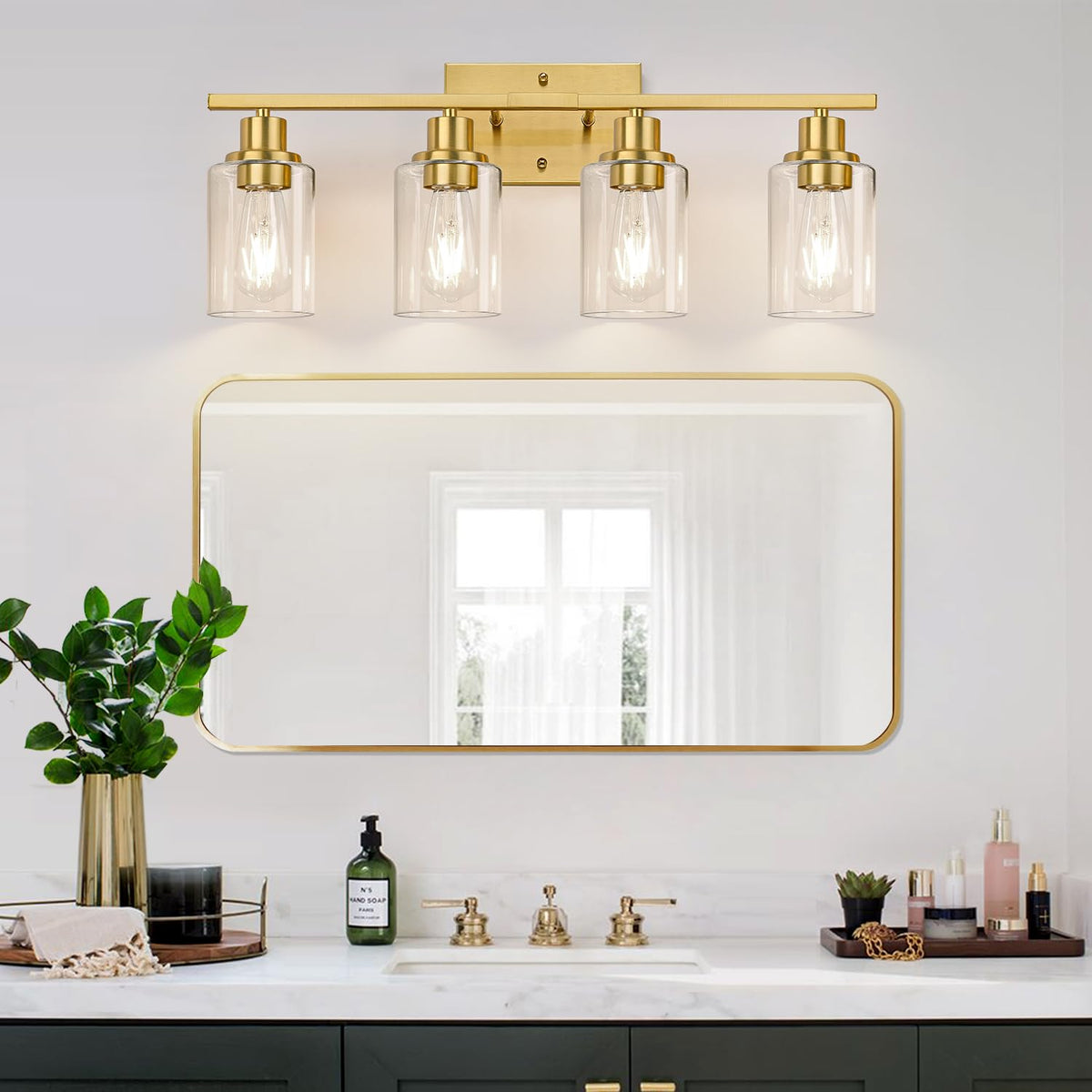 Secure metal rings hold glass shades firmly for reliable daily use.