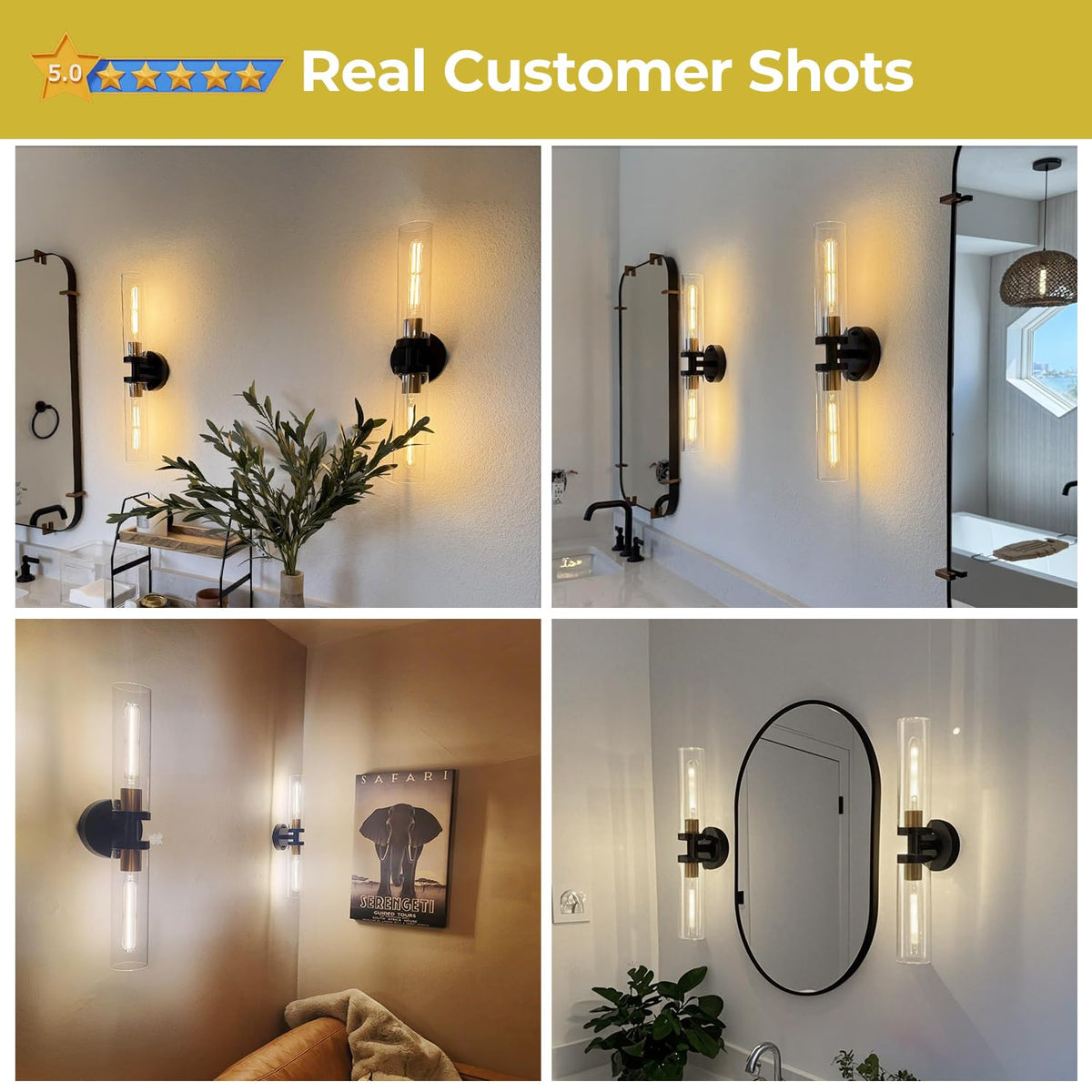 Indoi two-pack wall sconces bathroom mirror setup illuminates spaces.