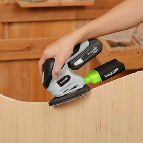 Inequalit sander dust bag attached for easy debris disposal